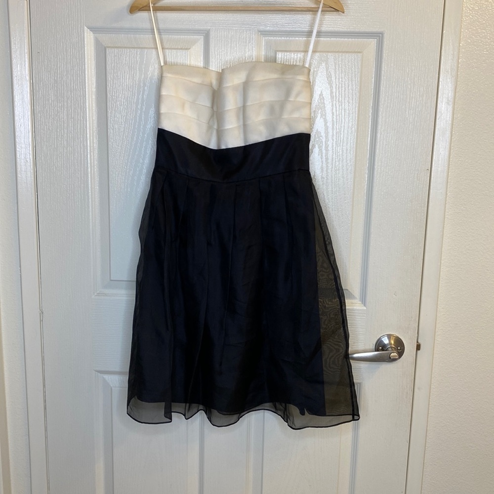 White House Black Market Strapless Dress Black White Evening Date WHBM